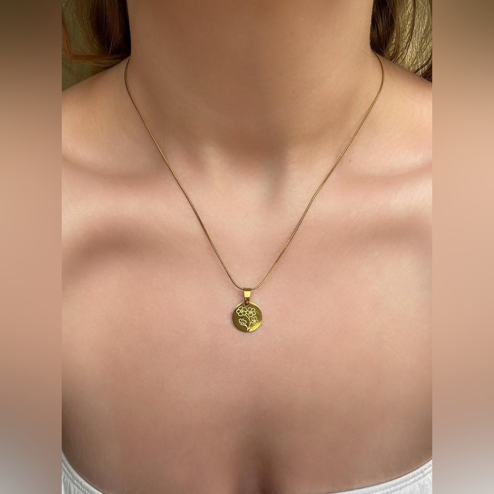 Gold Hawthorn Flower Pendant Necklace